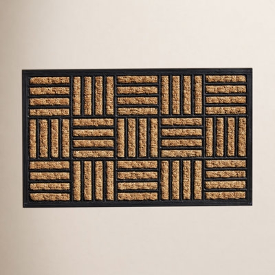 Doormat Basketweave Pattern Black Border Heavy Duty Mat
