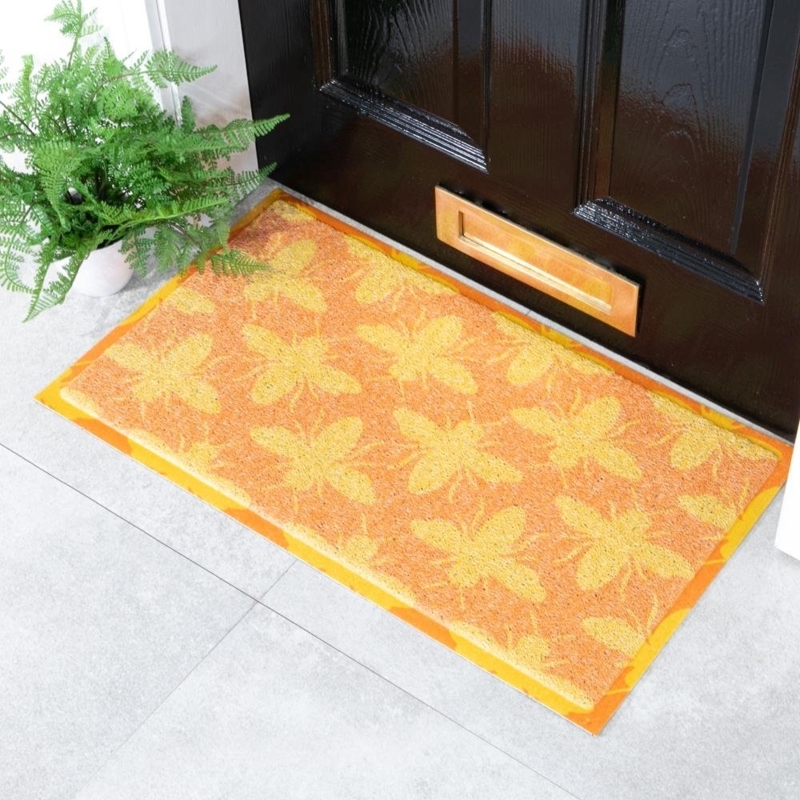 Doormat Bee Pattern Noodle Texture Whimsical Nature Themed Mat