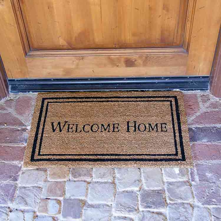 Doormat Black Border Text Graphic Coir Traditional Stone Porch Decor