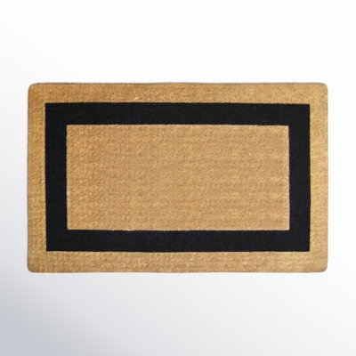 Doormat Black Inset Border Minimalist Natural Coir Entry Mat Thick