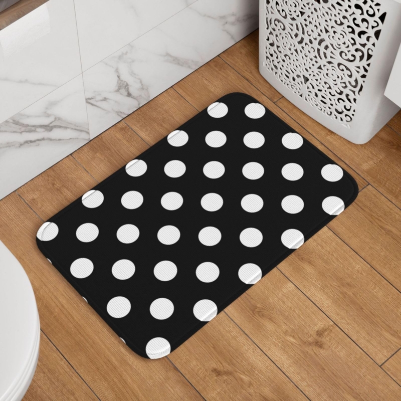 Doormat Black White Large Polka Dots High Contrast Graphic Entry