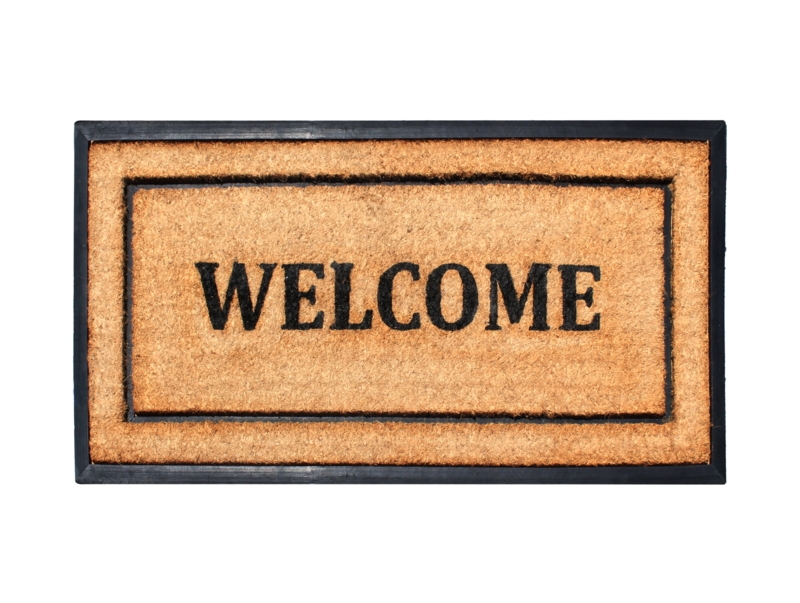 Doormat Bold Serif Text Black Rubber Border Heavy Duty Coir Like