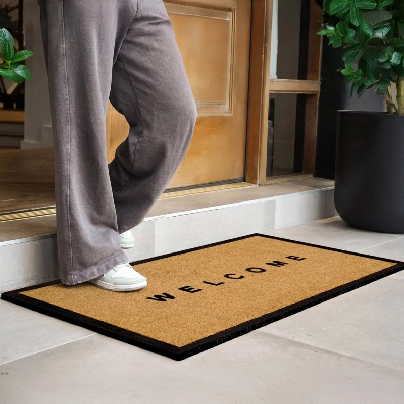 Doormat Bold Welcome Typography Contrast Black Border Minimalist