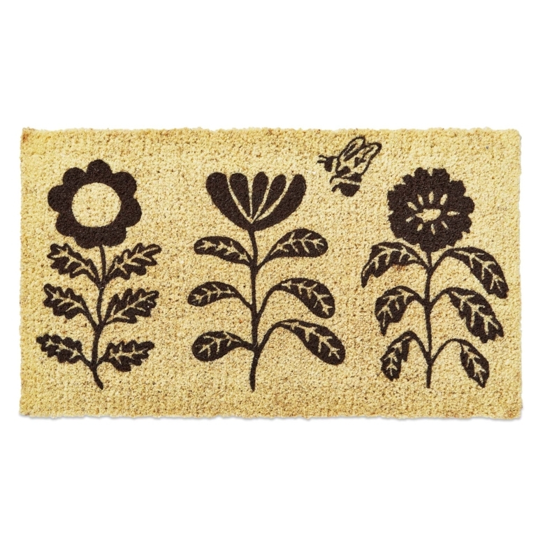 Doormat Botanical Illustrations Rustic Cottagecore Coarse Texture Bee