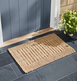 Doormat Braided Border Handspun Look Textured Woven Outdoor