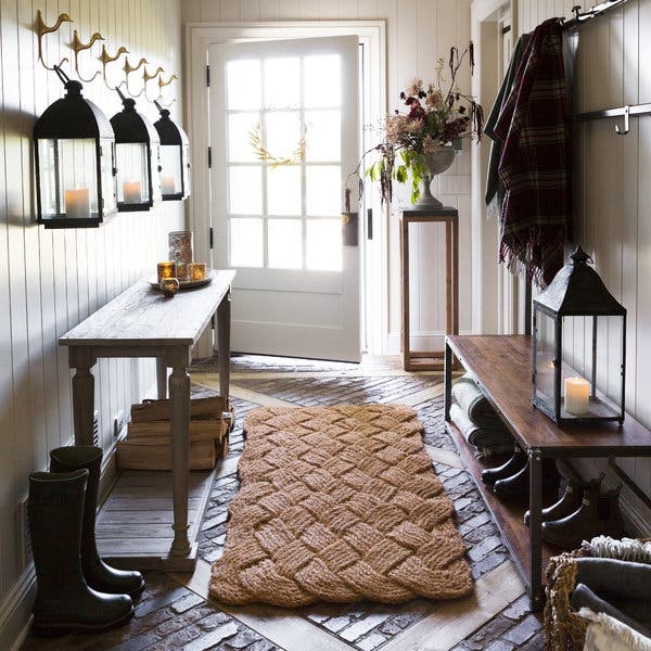 Doormat Braided Texture Woven Natural Fiber Runner Rug