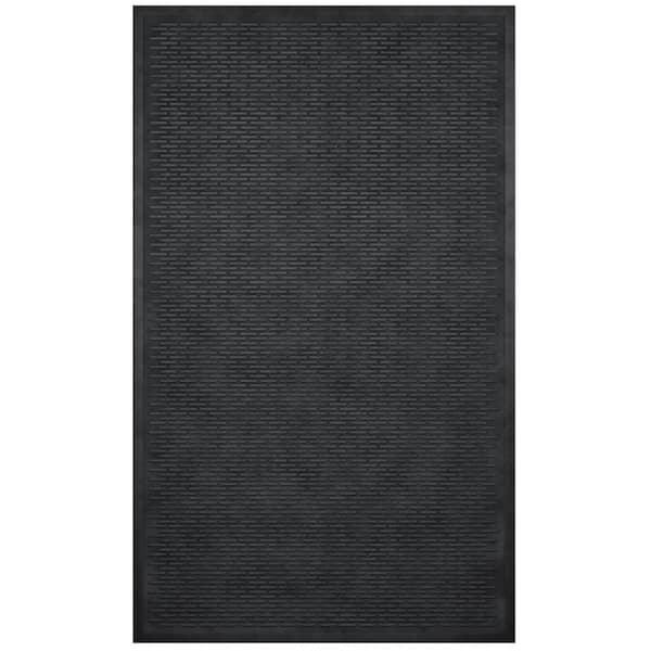 Doormat Brick Pattern Solid Border Matte Black Rubber Industrial
