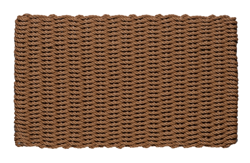 Doormat: Brown Interwoven Rope Pattern Thick Pile Coastal Entryway Rug