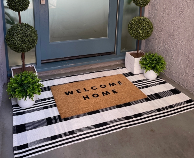 Doormat Buffalo Check Layered Rug Styling Bold Typography Modern