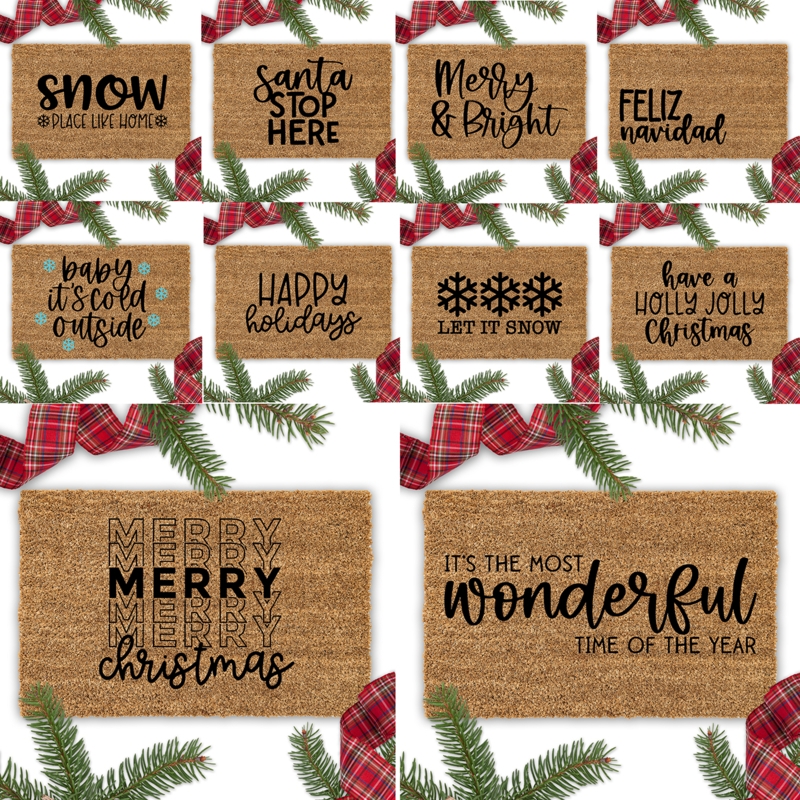 Doormat Bundle Layout Holiday Typography Coir Like, Natural Coir Holiday Mat Bundle