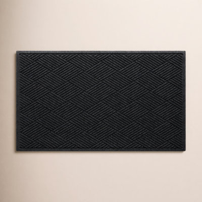 Doormat Charcoal Diamond Pattern Ribbed Texture Modern