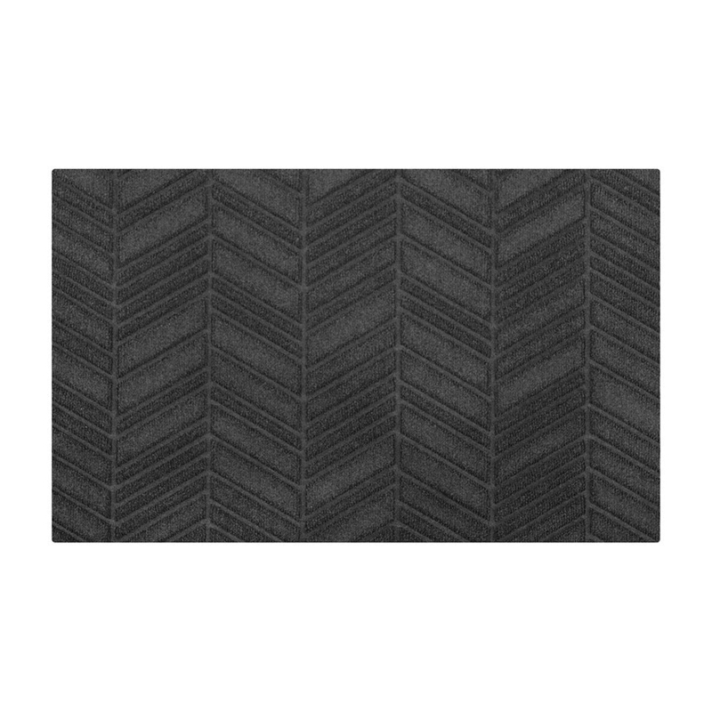 Doormat, Charcoal Gray Herringbone Pattern, Textured Entryway Mat.