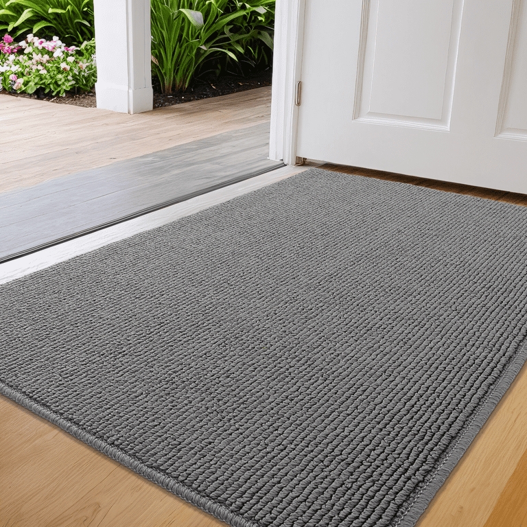 Doormat Charcoal Gray Ribbed Surface Linear Texture Utility Mat