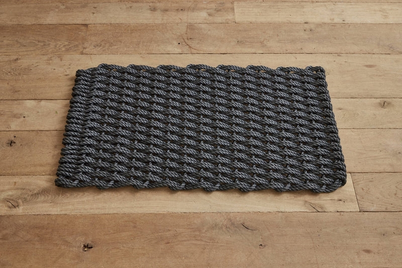 Doormat Charcoal Rope Like Woven Texture Basket Weave Nautical