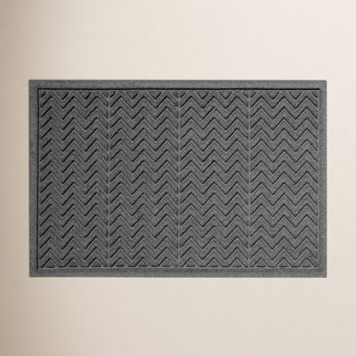 Doormat Chevron Pattern Charcoal Grey Raised Border