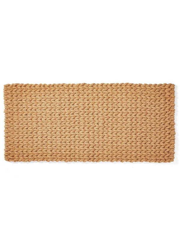Doormat Chunky Braided Weave Coastal Rustic Style Natural Tan