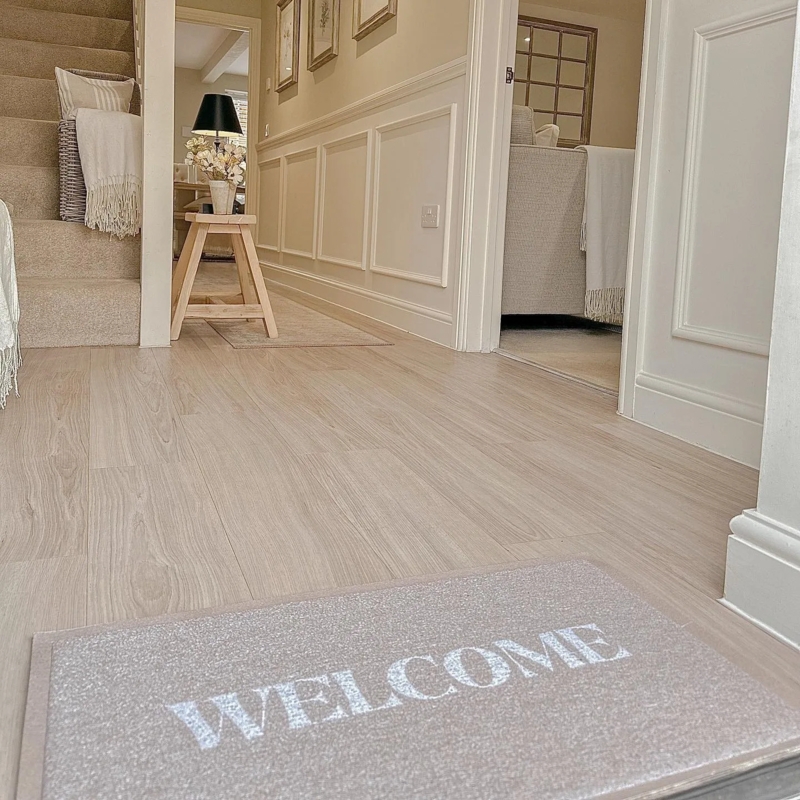 Doormat: Clean Block Lettering Welcome Text Low Profile Hallway Decor