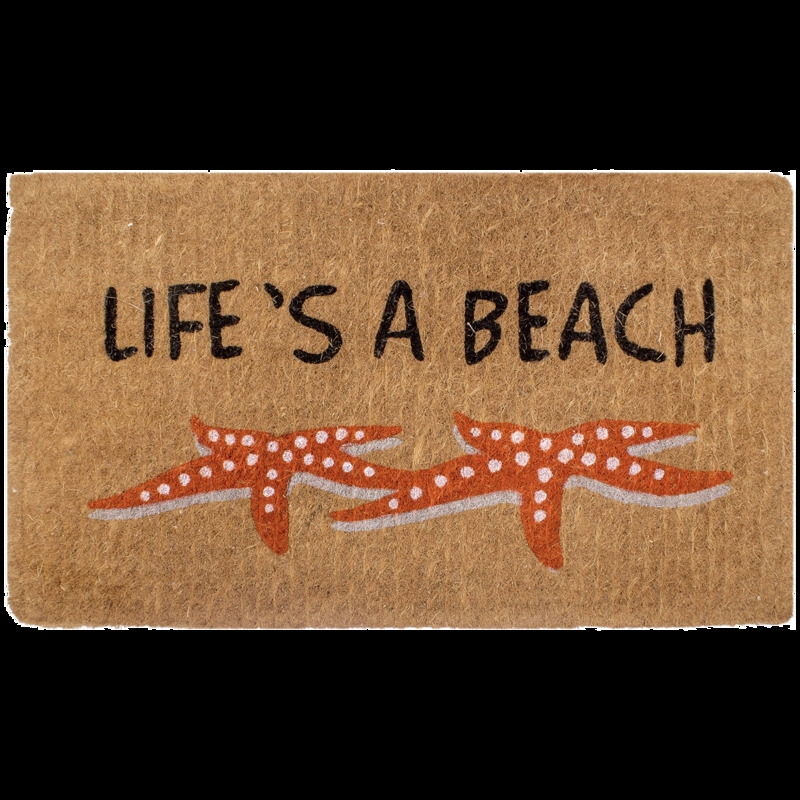 Doormat Coarse Weave Stencil Lettering Coir Like Coastal Nautical Theme
