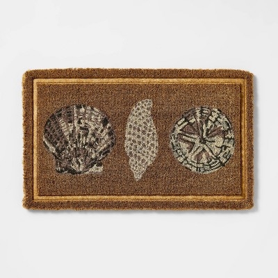 Doormat Coastal Seashell Coir Doormat High Pile Beach House Entryway