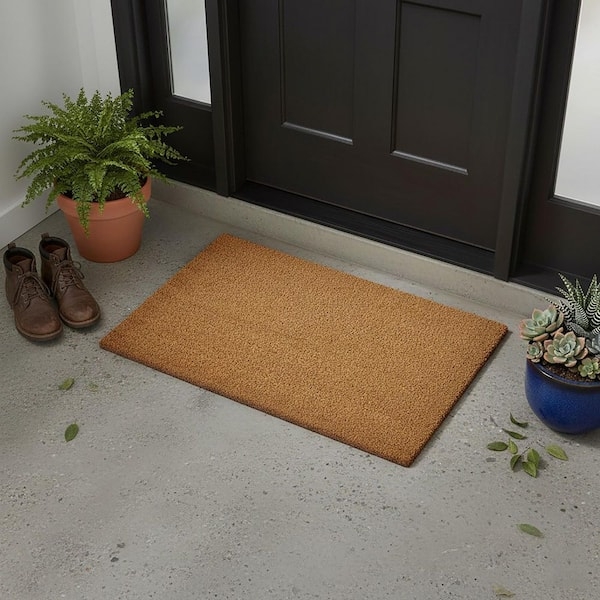 Doormat Coco Fiber Bristly Texture Low Profile Organic Modern