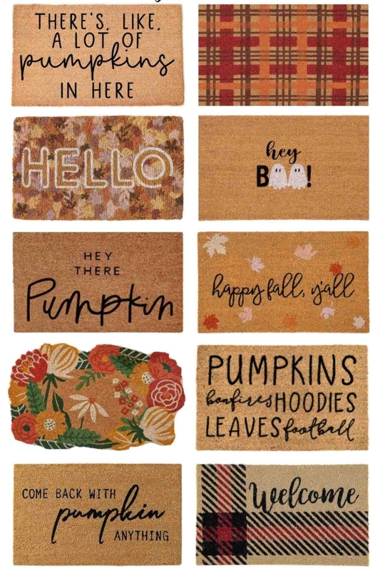 Doormat Coir-Like Plaid & Typography Fall Graphics Assortment