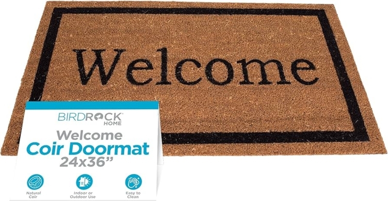 Doormat Coir Material Black Border Welcome Inscription Traditional