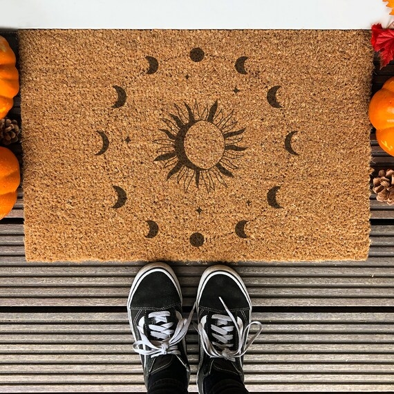 Doormat Coir Moon Phase Design Solar Graphic Cottagecore