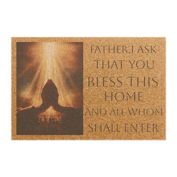 Doormat Coir Prayer Text Praying Hands Graphic Traditional