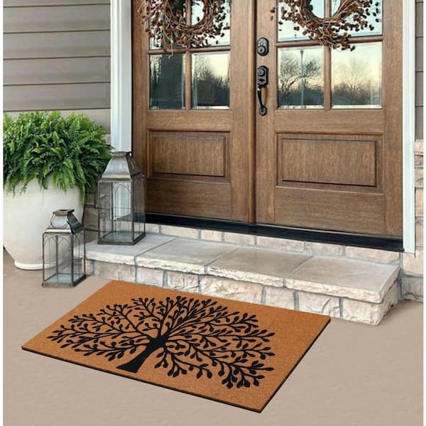 Doormat: Coir Tree Of Life Graphic Flocked Design Oversized Entry Mat