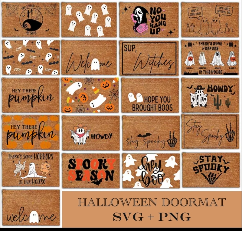 Doormat Collection Graphic Prints with Typographic Variety Spooky Ideas