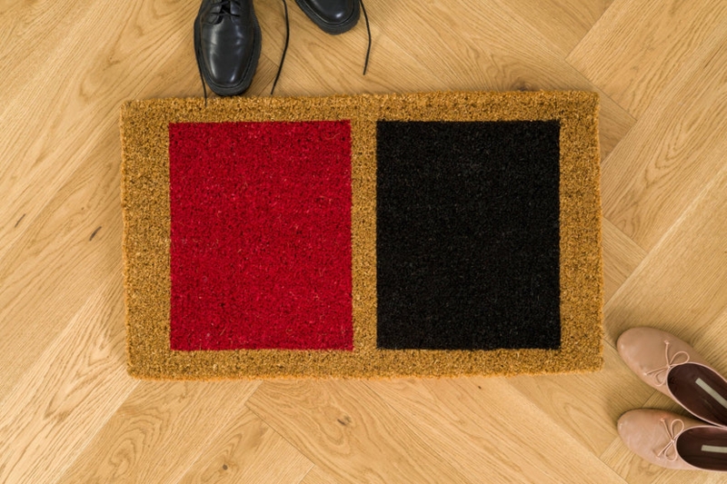 Doormat Color Block Design Natural Coir Fiber Modern Geometric