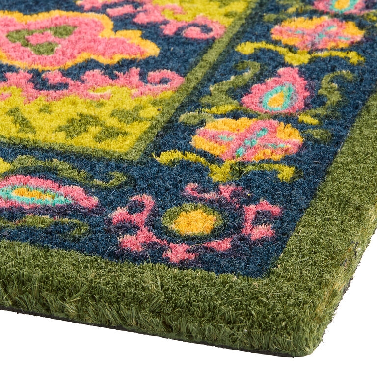Doormat Colorful Coir Mat, Vibrant Palette, Multi Color Floral Print