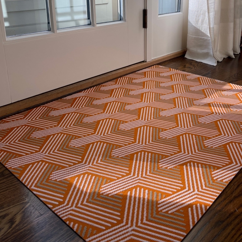 Doormat Concentric Y Pattern Linear Design Mid-Century Modern Entryway