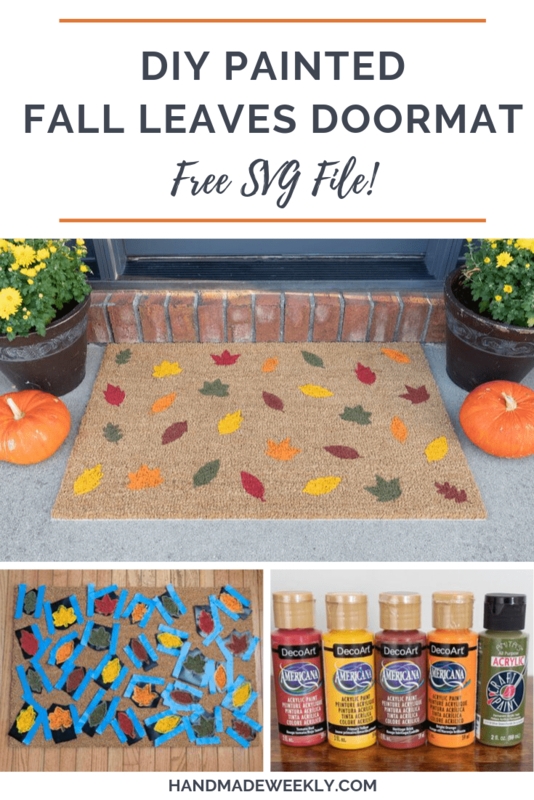 Doormat Craft-Inspired DIY Painted Multicolor Leaf Pattern Coir Base