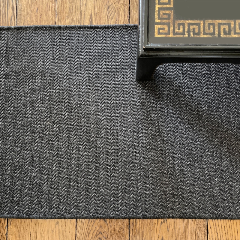 Doormat Dark Grey Flatweave Woven Texture Low Profile Chevron