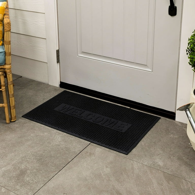 Doormat Debossed Lettering Honeycomb Texture Rubber Minimalist