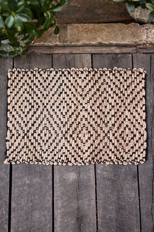 Doormat Diamond Pattern Chunky Natural Weave Natural Fiber