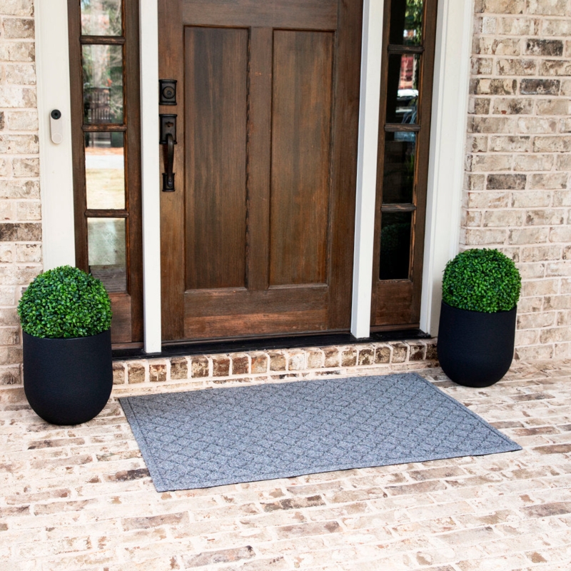 Doormat Diamond Texture Charcoal Low Profile Transitional Porch
