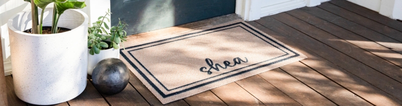 Doormat, Double Border, Script Text, Tan and Black, Woven, Farmhouse Mat