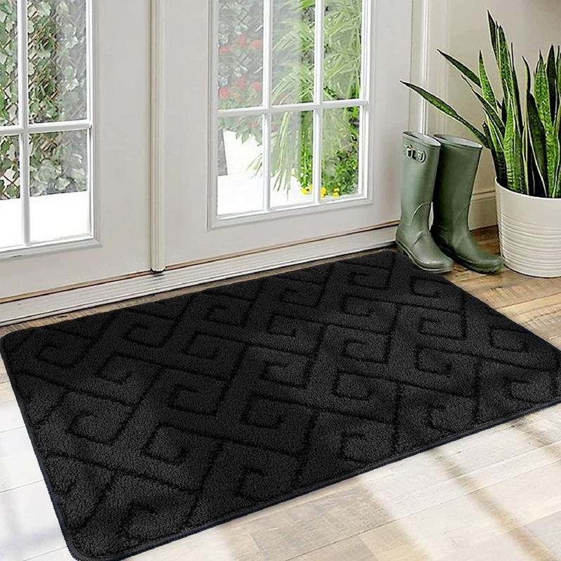 Doormat Embossed Geometric Pattern Low Profile Transitional