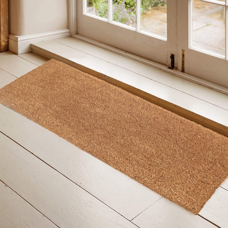 Doormat Extra Long Natural Coir Slim Profile Scandinavian Unadorned