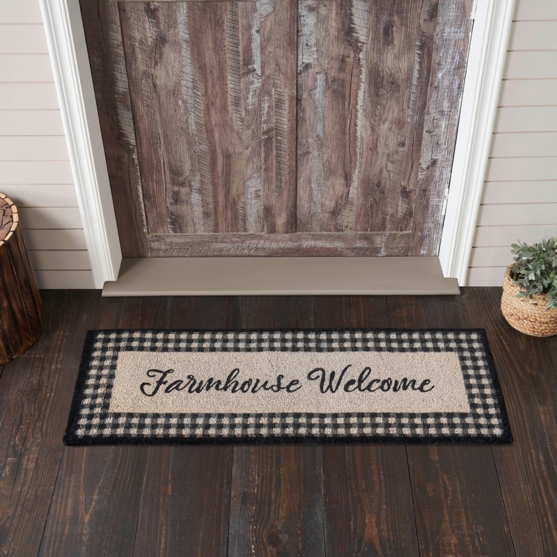 Doormat Extra Long Rectangle Buffalo Check Border Coir Fiber