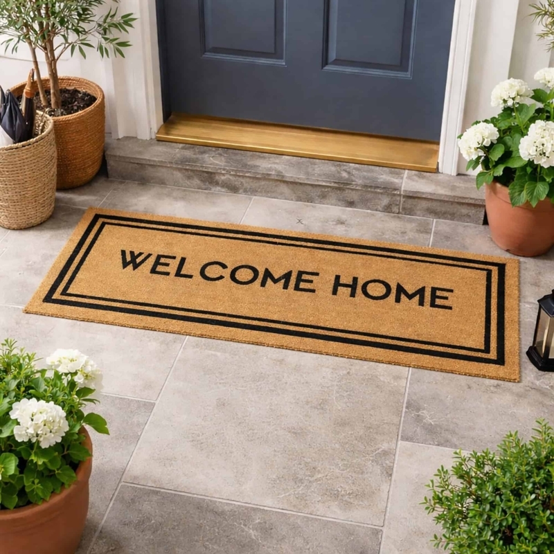 Doormat Extra Wide Block Lettering Natural Fiber Coir Inviting