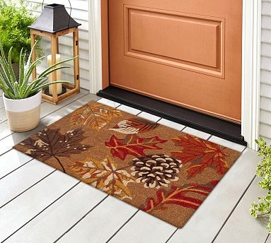 Doormat Fall Leaf & Pinecone Pattern Coarse Fiber Porch Mat