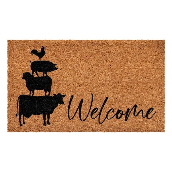 Doormat Farmhouse Stacked Animal Silhouette Rustic Coir Welcome