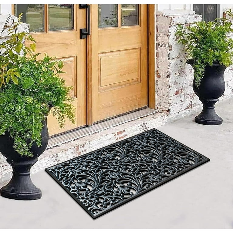 Doormat Floral Paisley Cutout Large Rubber Elegant