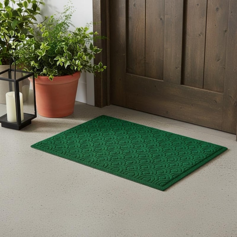 Doormat Forest Green Scallop Pattern Geometric Texture Matte Finish