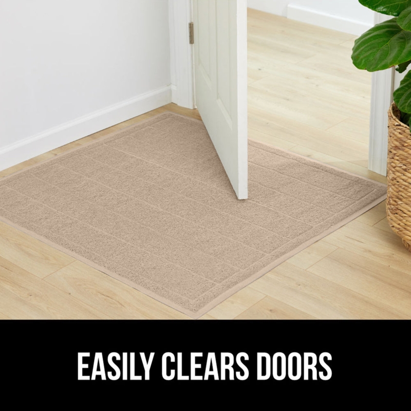Doormat: Functional Synthetic Mesh Striped Pattern Dirt Grabber Rug