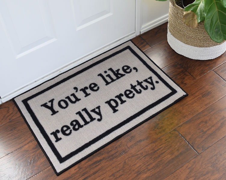 Doormat Funny Quote Entryway Black Border Woven Texture Modern Tan