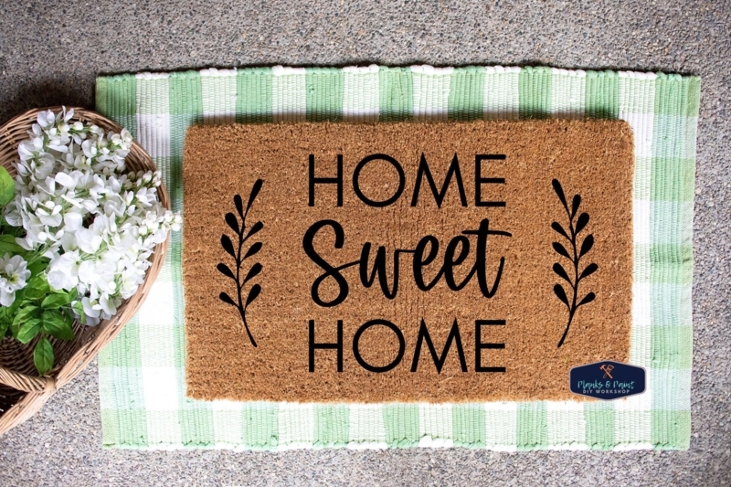 Doormat Gingham Accent Layered Rug Styling Mixed Typography Coir